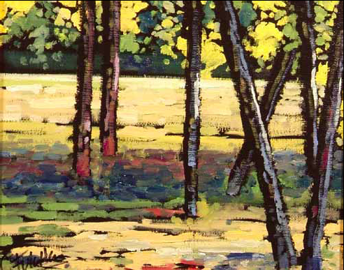 “Fall Lodge Poles” 8 x 10 Oil on canvas $400